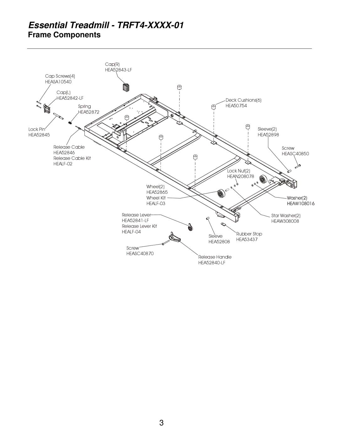 Life Fitness TRFT4-XXXX-01 manual Frame Components, HEALF-04 