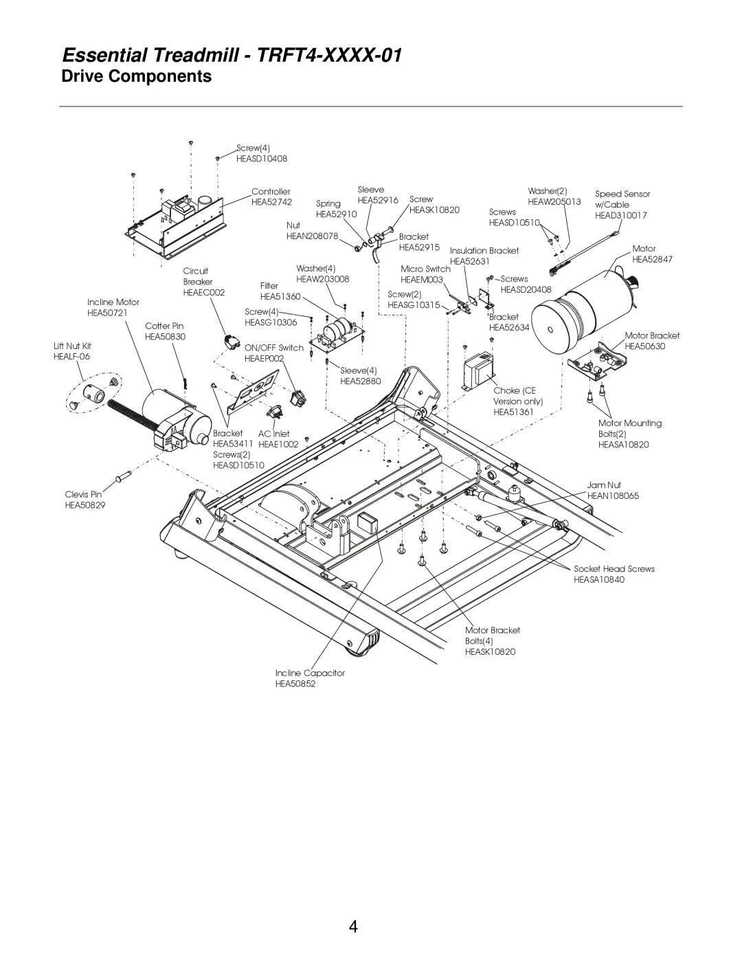 Life Fitness TRFT4-XXXX-01 manual Drive Components, HEAEC002 