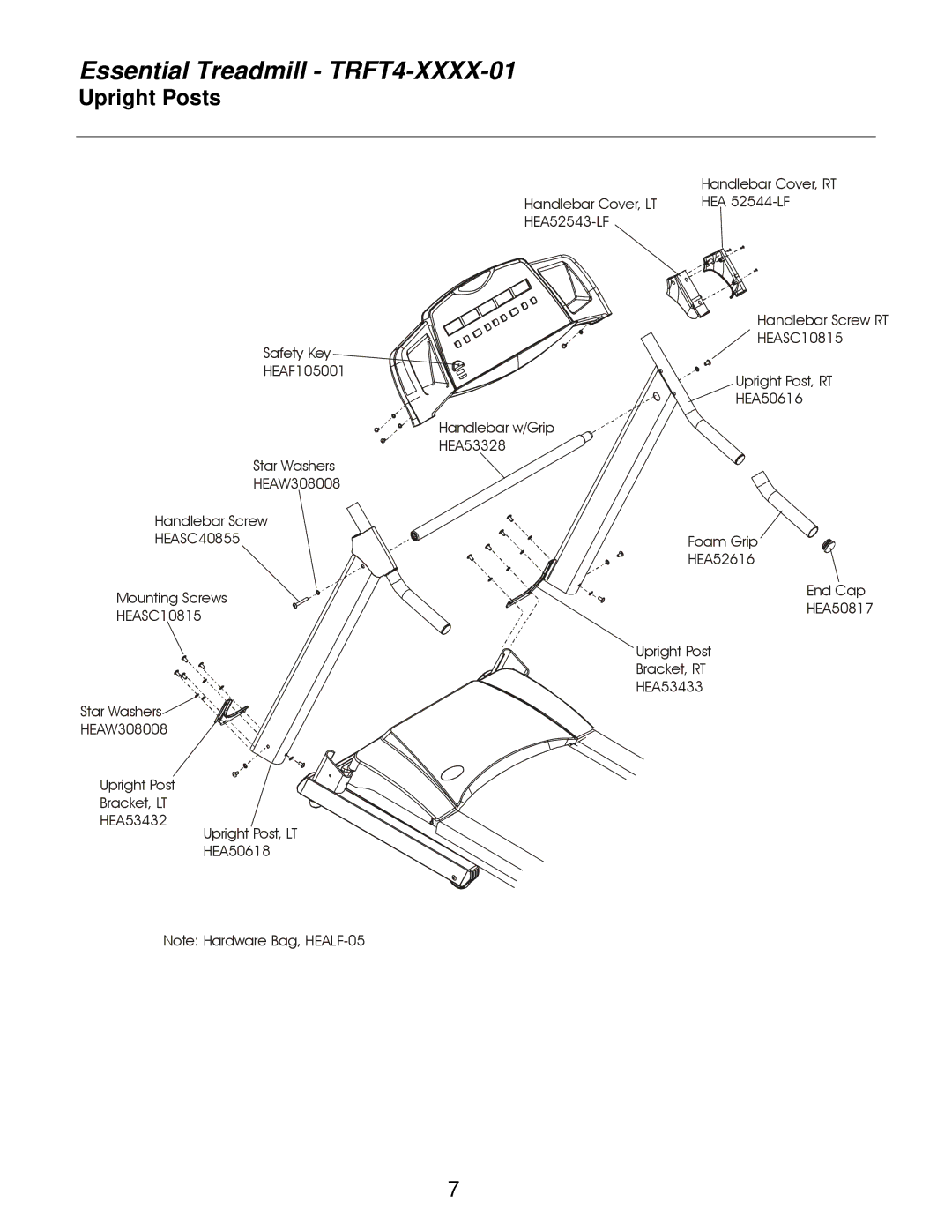 Life Fitness TRFT4-XXXX-01 manual Upright Posts 