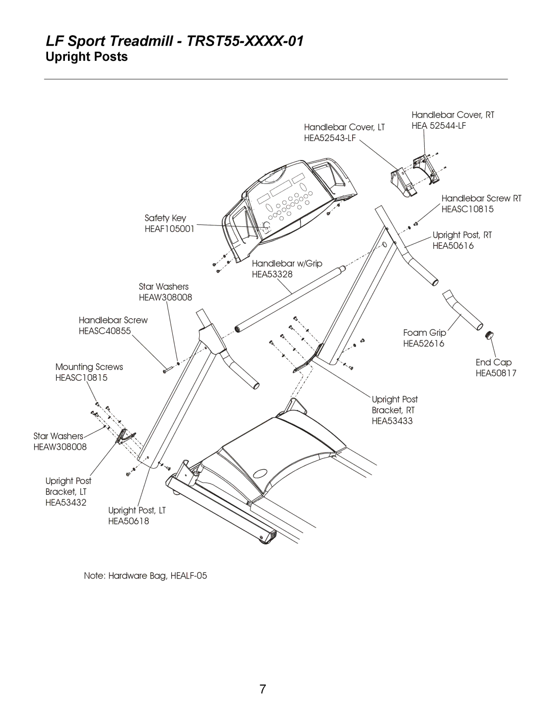 Life Fitness TRST55-XXXX-01 manual Upright Posts 