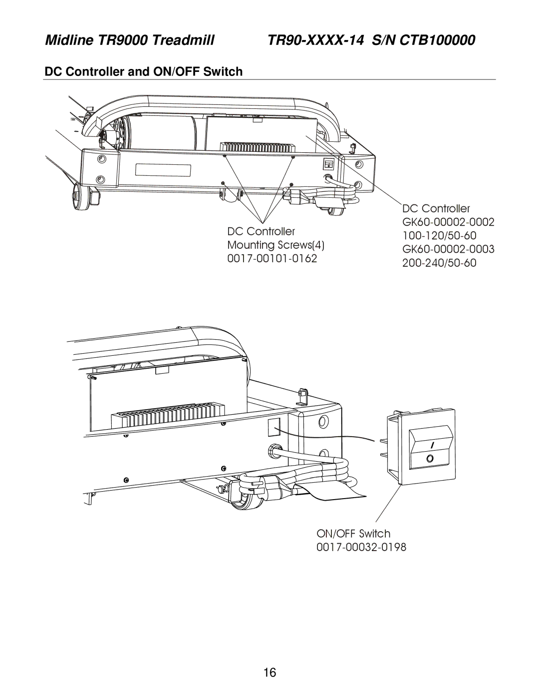 Life Fitness TR90, TRT9i, TR85 operation manual DC Controller and ON/OFF Switch 