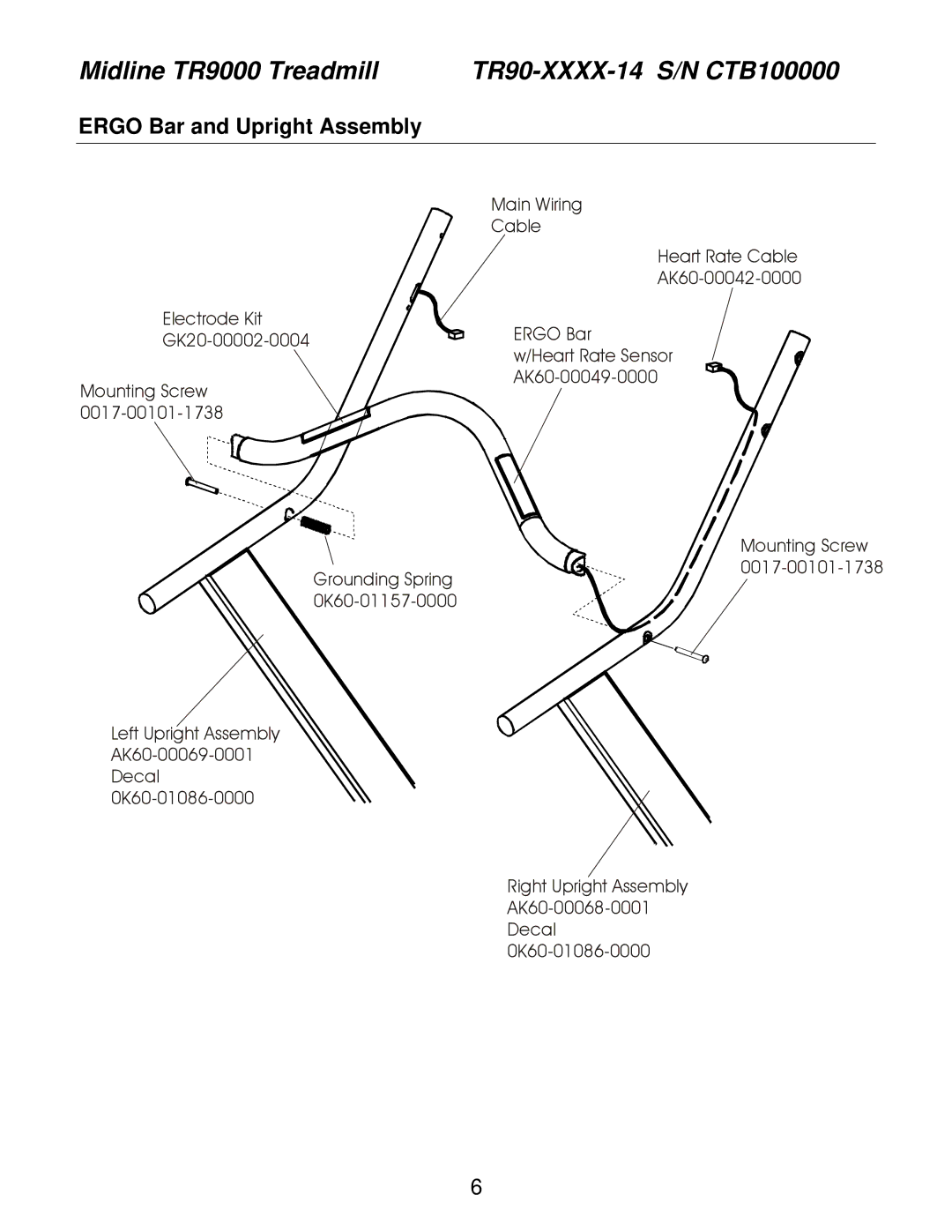 Life Fitness TRT9i, TR90, TR85 operation manual Ergo Bar and Upright Assembly 