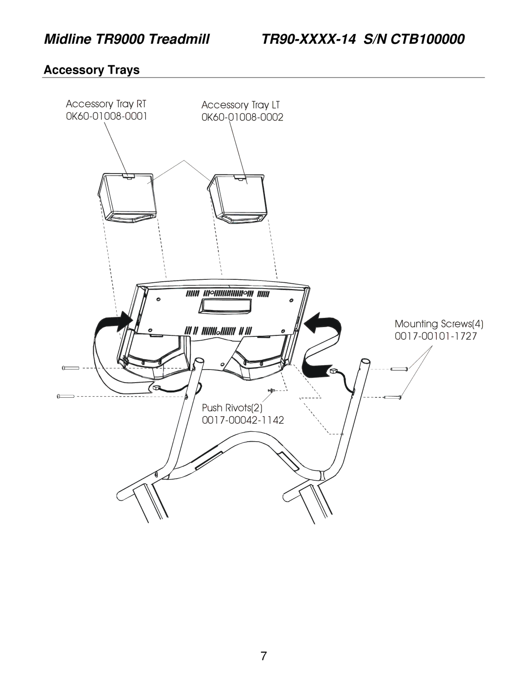 Life Fitness TR90, TRT9i, TR85 operation manual Accessory Trays 