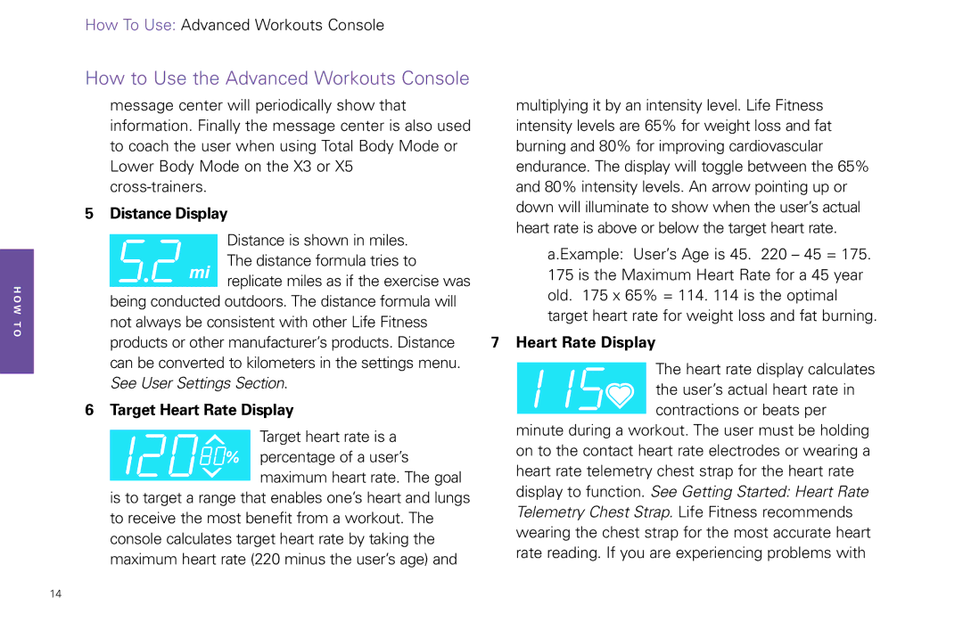 Life Fitness Video Gaming Accessories manual Distance Display, Target Heart Rate Display 