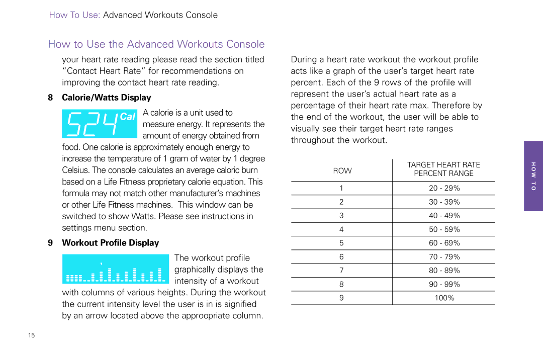 Life Fitness Video Gaming Accessories manual Calorie/Watts Display, Workout Profile Display 