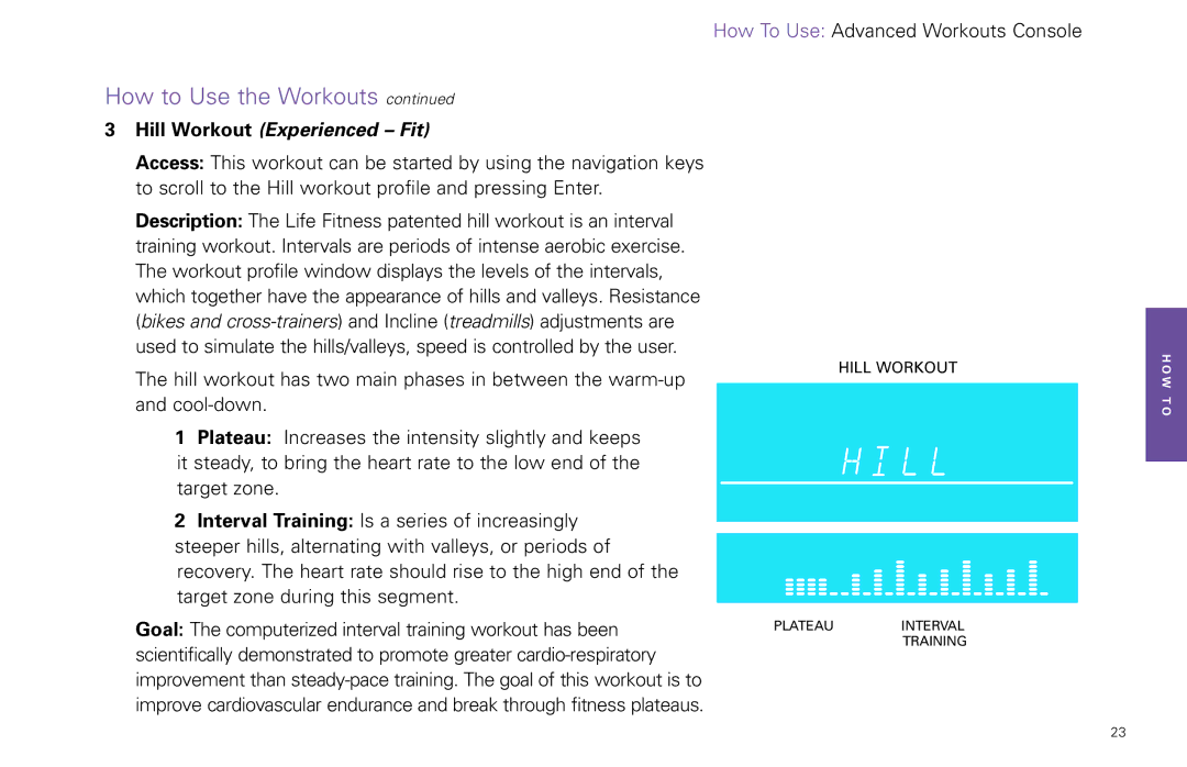 Life Fitness Video Gaming Accessories manual Hill Workout Experienced Fit 
