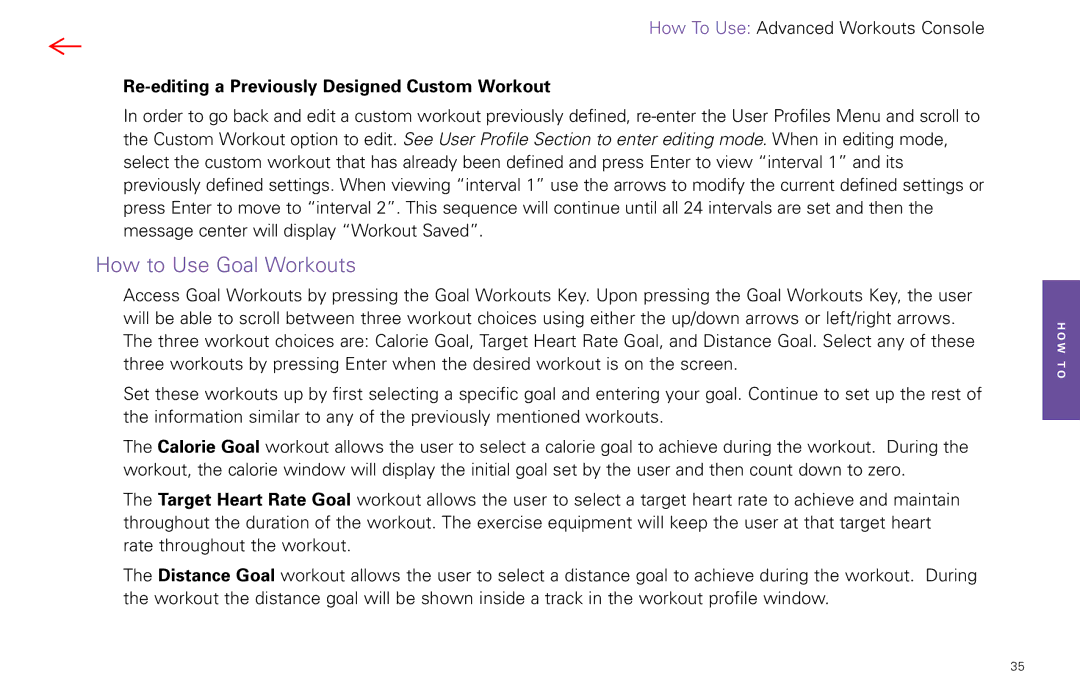 Life Fitness Video Gaming Accessories manual How to Use Goal Workouts, Re-editing a Previously Designed Custom Workout 