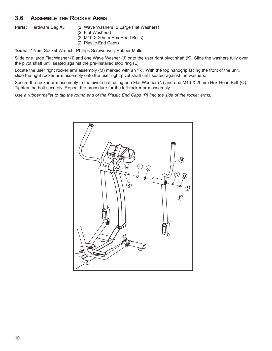 Life Fitness X1, 8973601 owner manual Assemble the Rocker Arms 