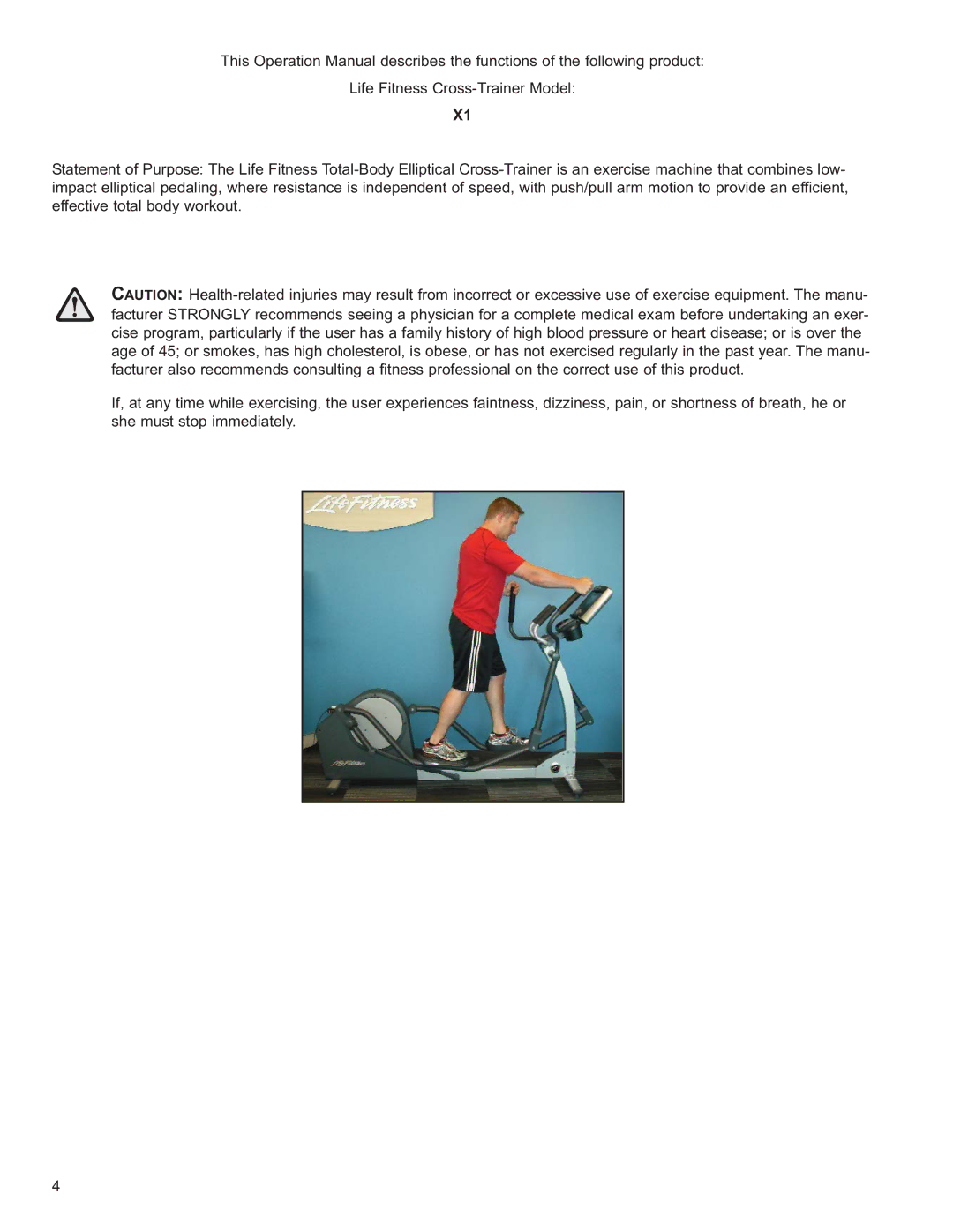 Life Fitness X1, 8973601 owner manual 