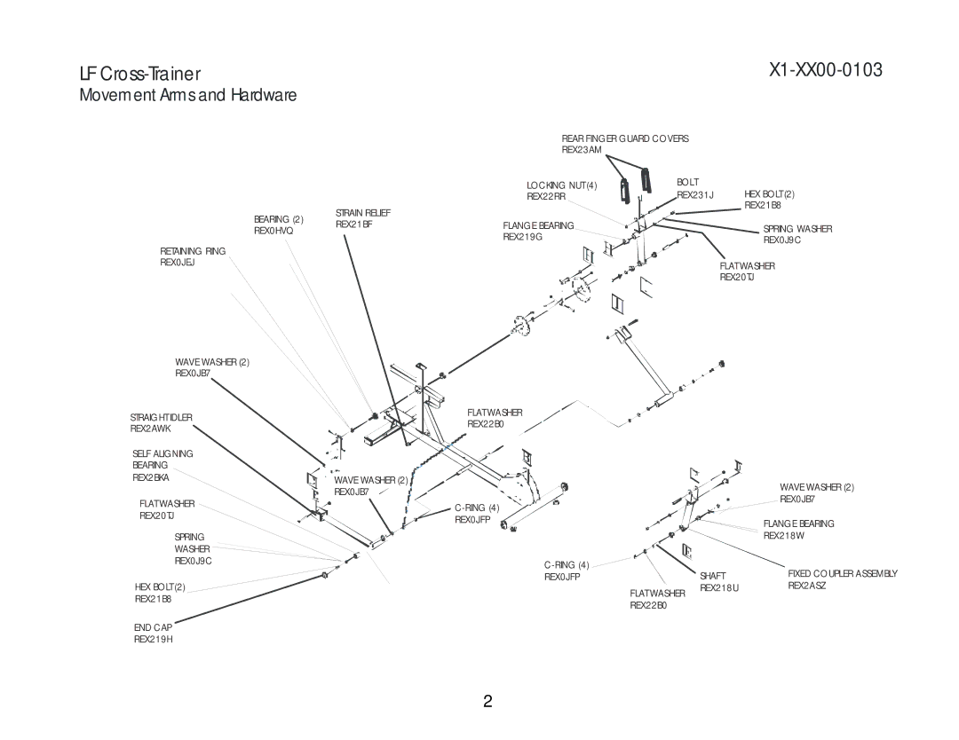 Life Fitness X1-XX00-0103 operation manual LF Cross-Trainer, Movement Arms and Hardware 