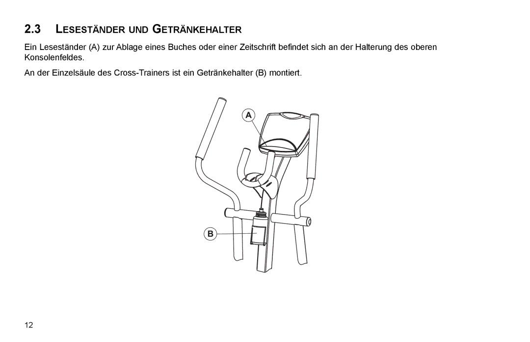 Life Fitness X15 manual Leseständer UND Getränkehalter 