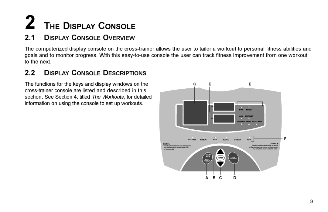 Life Fitness X3-0 user manual Display Console Overview, Display Console Descriptions 