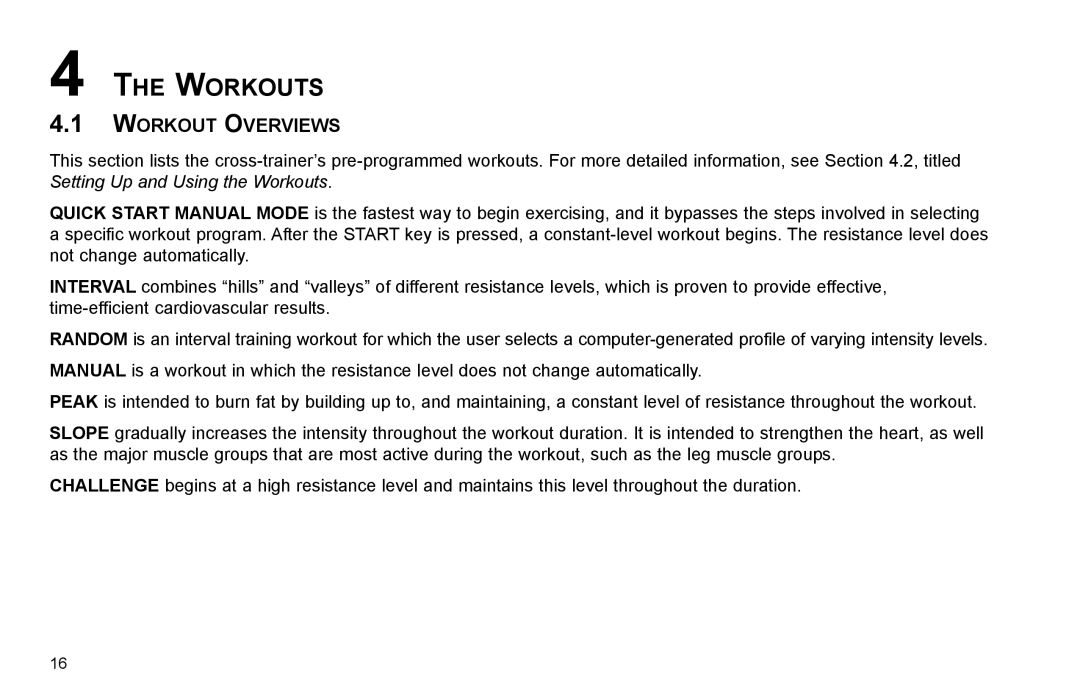 Life Fitness X3-0 user manual Workouts, Workout Overviews 