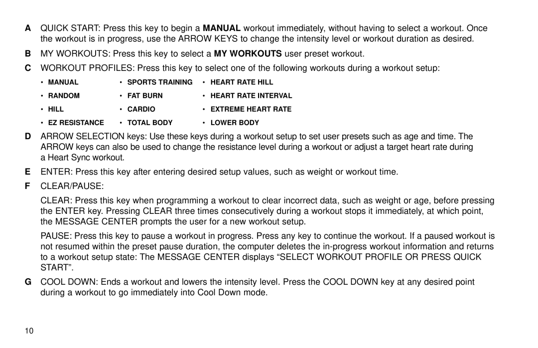 Life Fitness X3 5 user manual Clear/Pause 