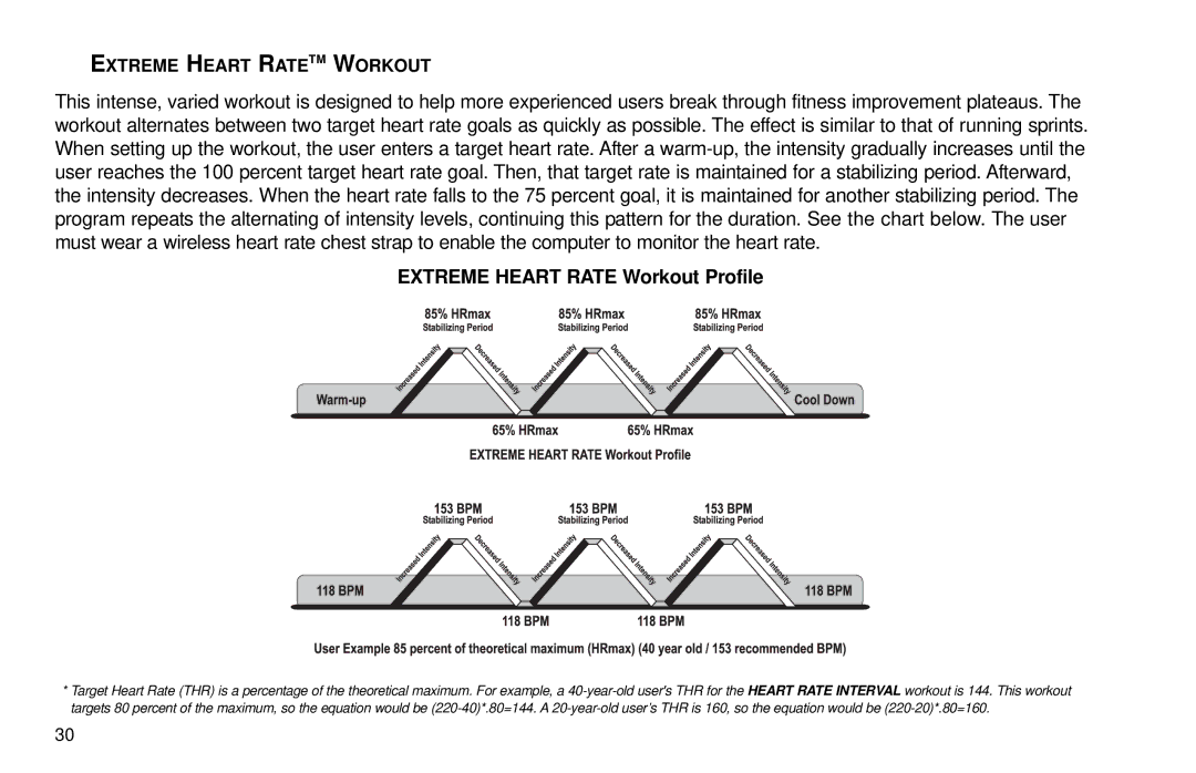 Life Fitness X3 5 user manual Extreme Heart Rate Workout Profile, Extreme Heart Ratetm Workout 