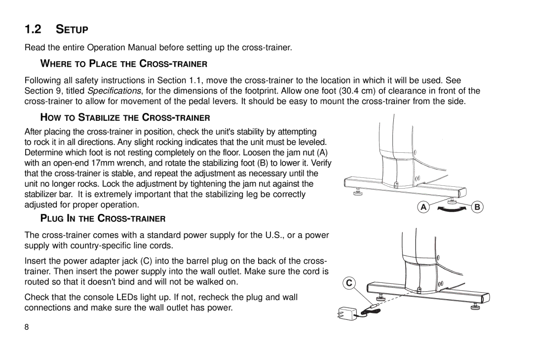 Life Fitness X3 5 Setup, Where to Place the CROSS-TRAINER, HOW to Stabilize the CROSS-TRAINER, Plug in the CROSS-TRAINER 