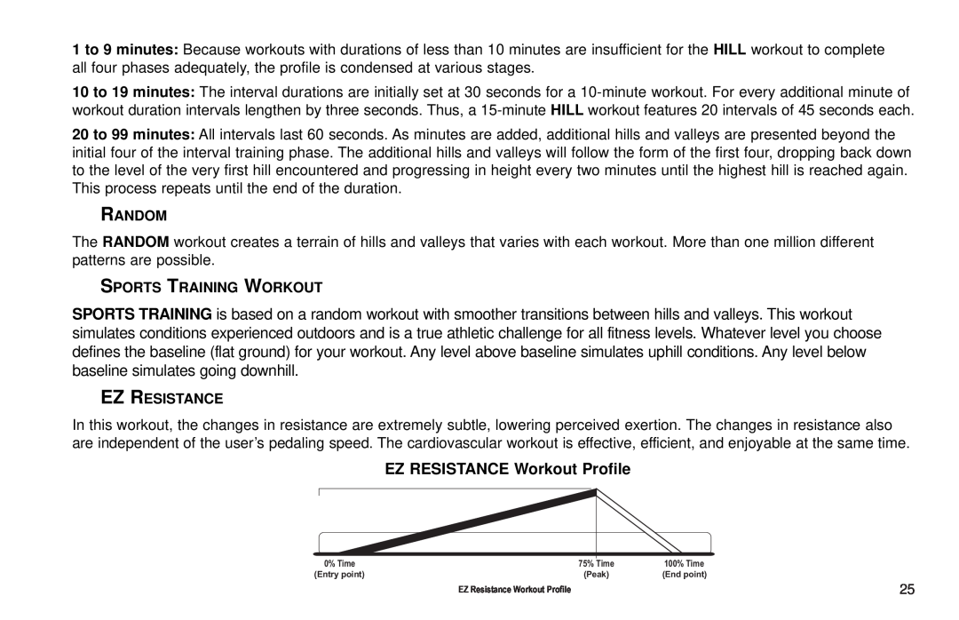Life Fitness X3 5 user manual EZ RESISTANCE Workout Profile, Random, Sports Training Workout, Ez Resistance 