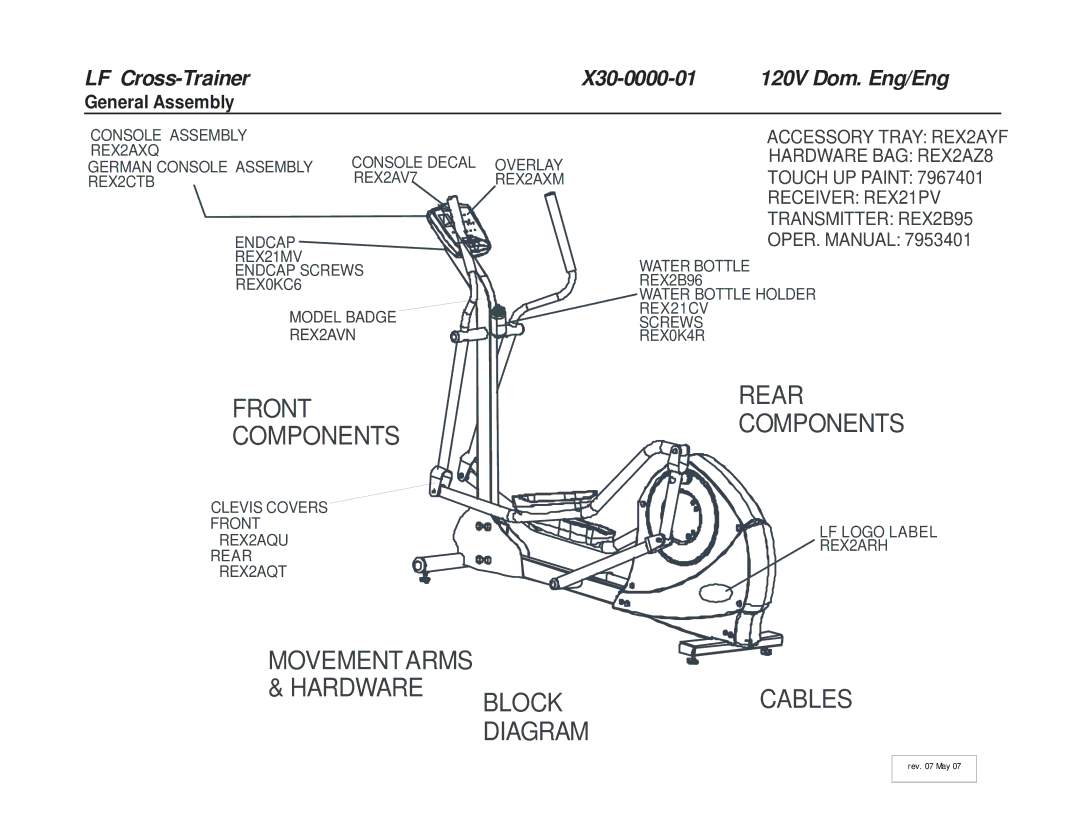 Life Fitness manual LF Cross-Trainer X30-0000-01, General Assembly 