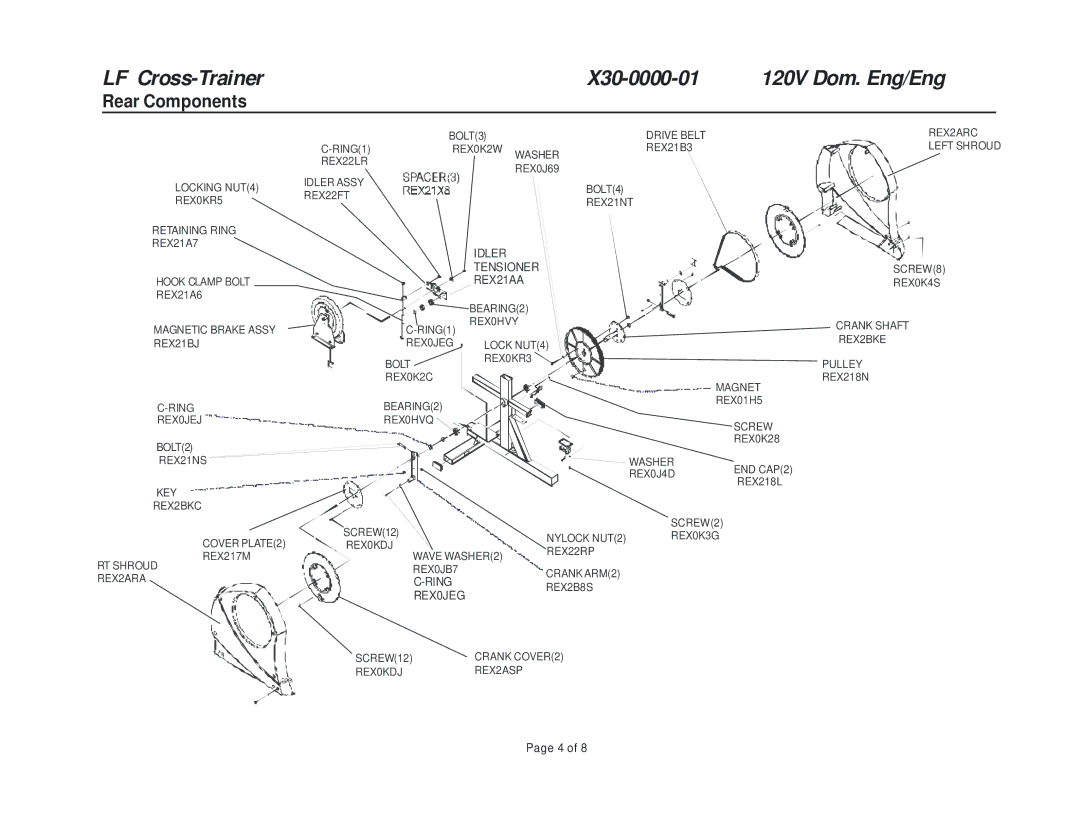 Life Fitness X30-0000-01 manual Rear Components, REX21AA 