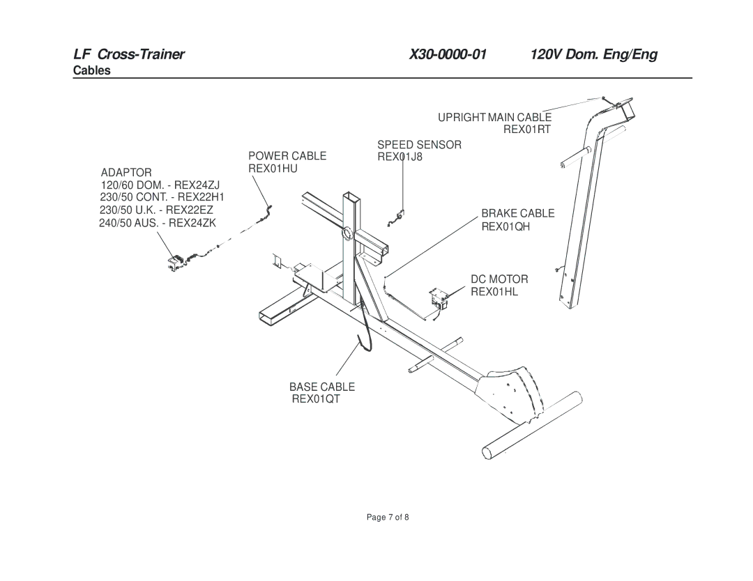 Life Fitness X30-0000-01 manual Cables 