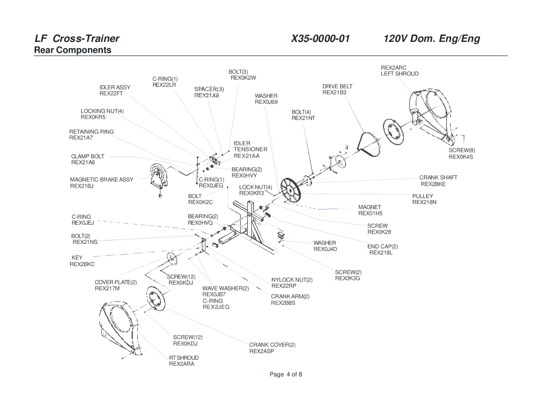 Life Fitness X35-01 manual Rear Components 