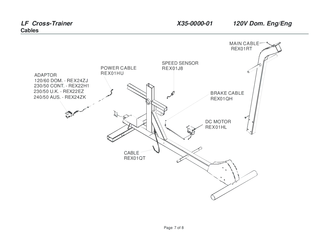 Life Fitness X35-01 manual Cables 