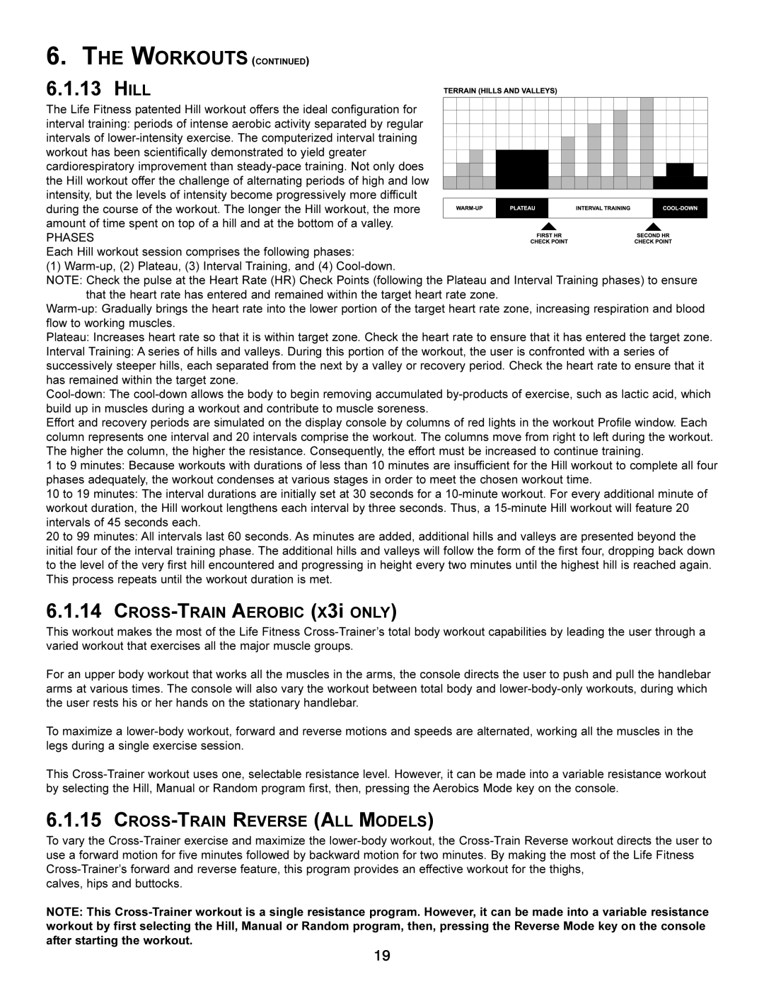 Life Fitness x3i operation manual CROSS-TRAIN Aerobic X3i only, CROSS-TRAIN Reverse ALL Models 