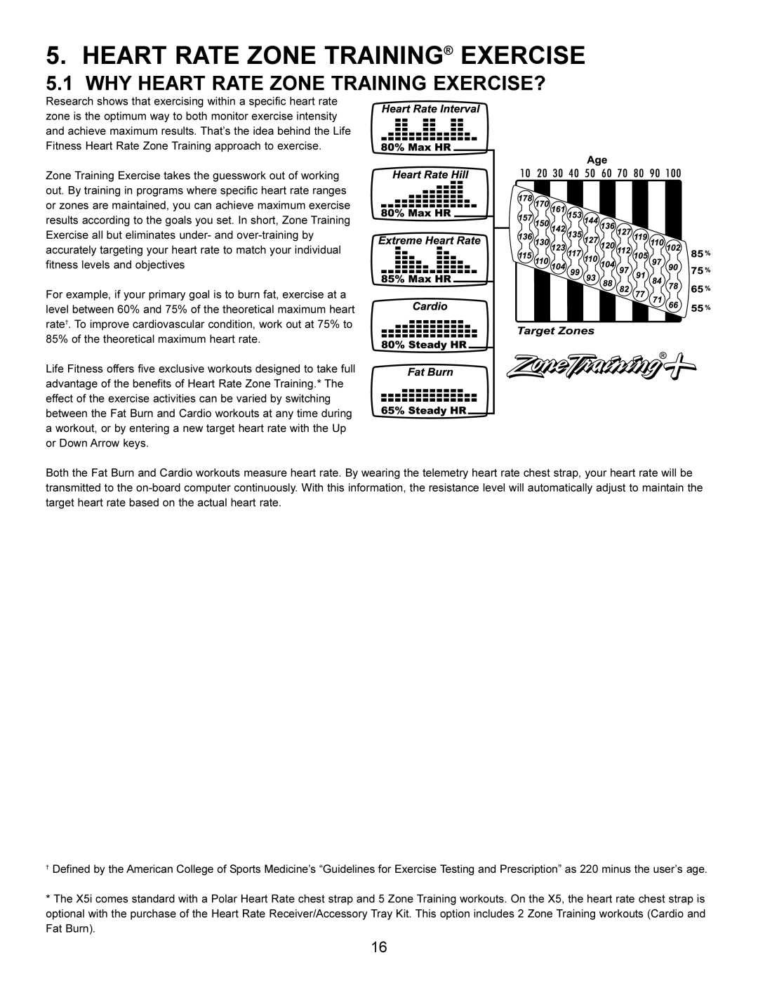 Life Fitness X5i operation manual Heart Rate Zone Training Exercise 