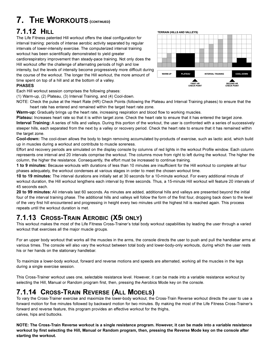 Life Fitness X5i operation manual CROSS-TRAIN Aerobic X5I only, CROSS-TRAIN Reverse ALL Models 