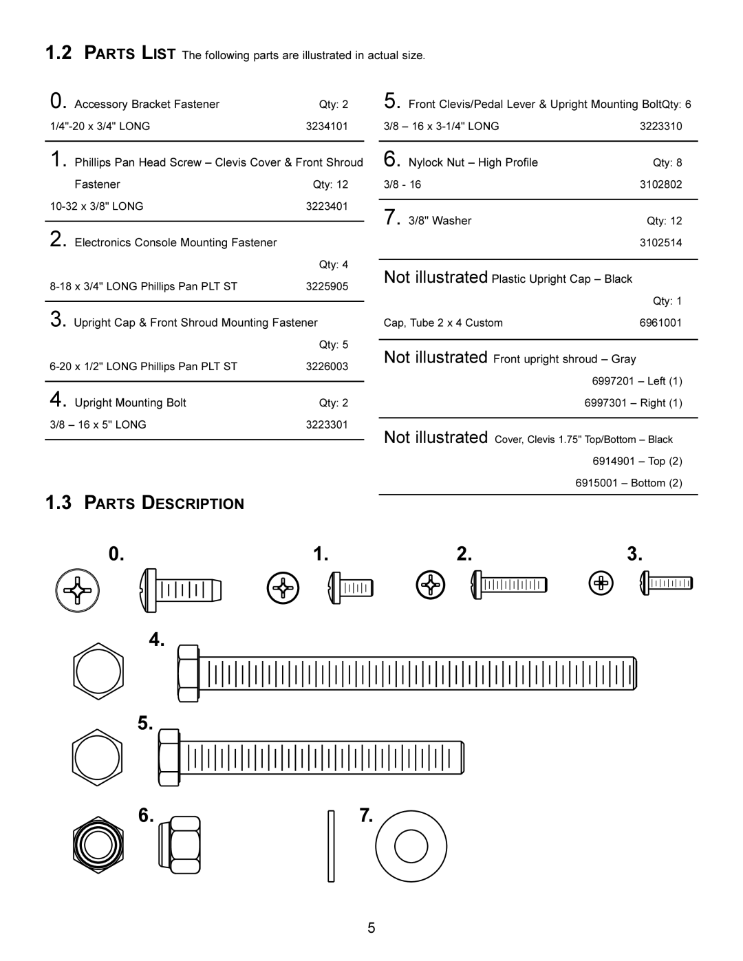 Life Fitness X5i operation manual Parts Description, Washer 