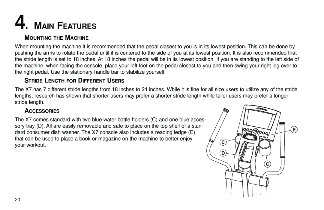 Life Fitness X7 specifications Main Features 