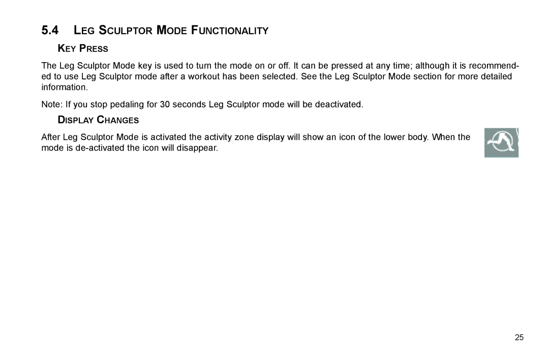 Life Fitness X7 manual LEG Sculptor Mode Functionality 