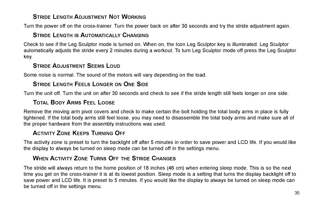 Life Fitness X7 manual Stride Length Adjustment not Working 