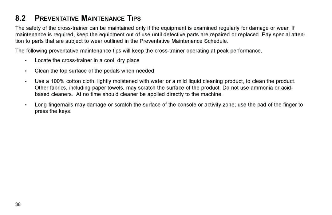 Life Fitness X7 manual Preventative Maintenance Tips 