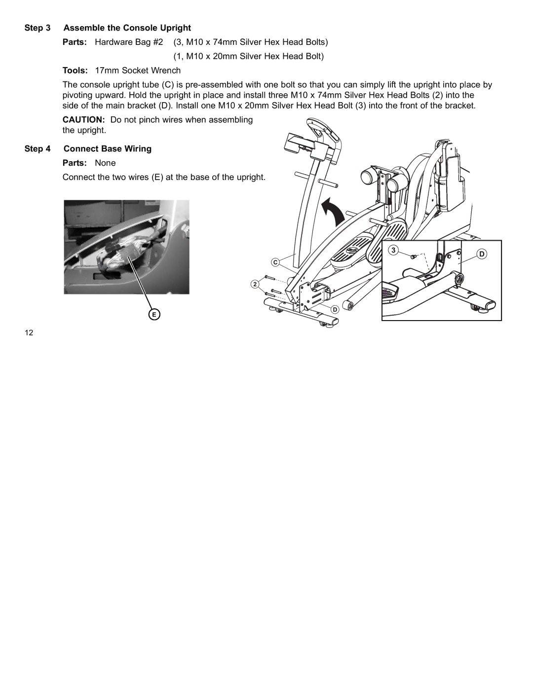 Life Fitness X8 manual Assemble the Console Upright, Connect Base Wiring Parts None 