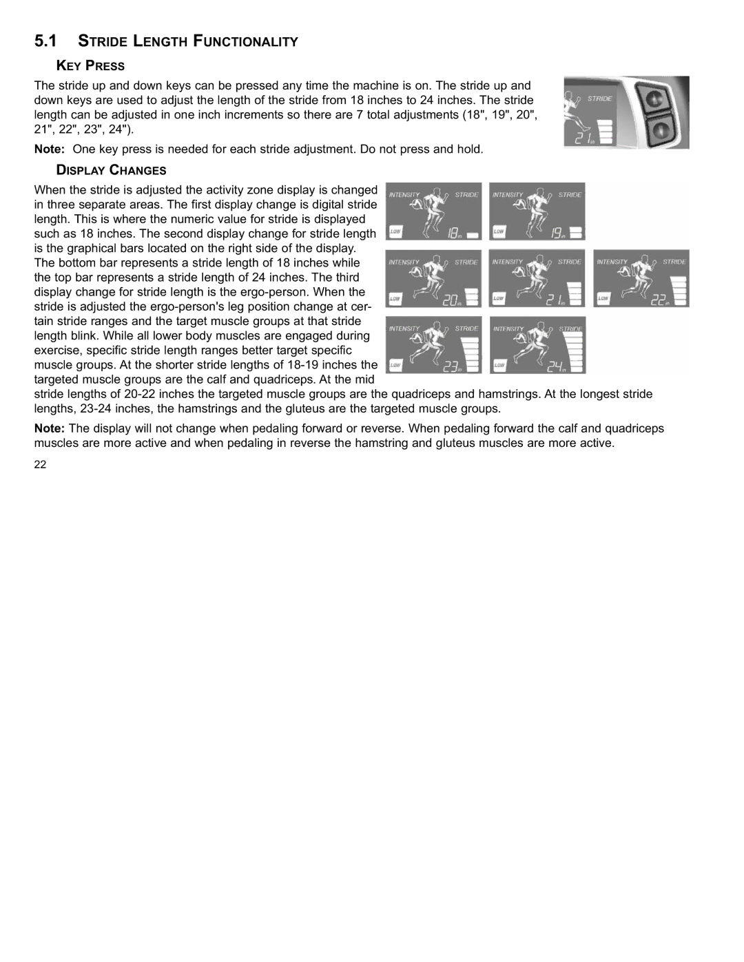 Life Fitness X8 manual Stride Length Functionality 