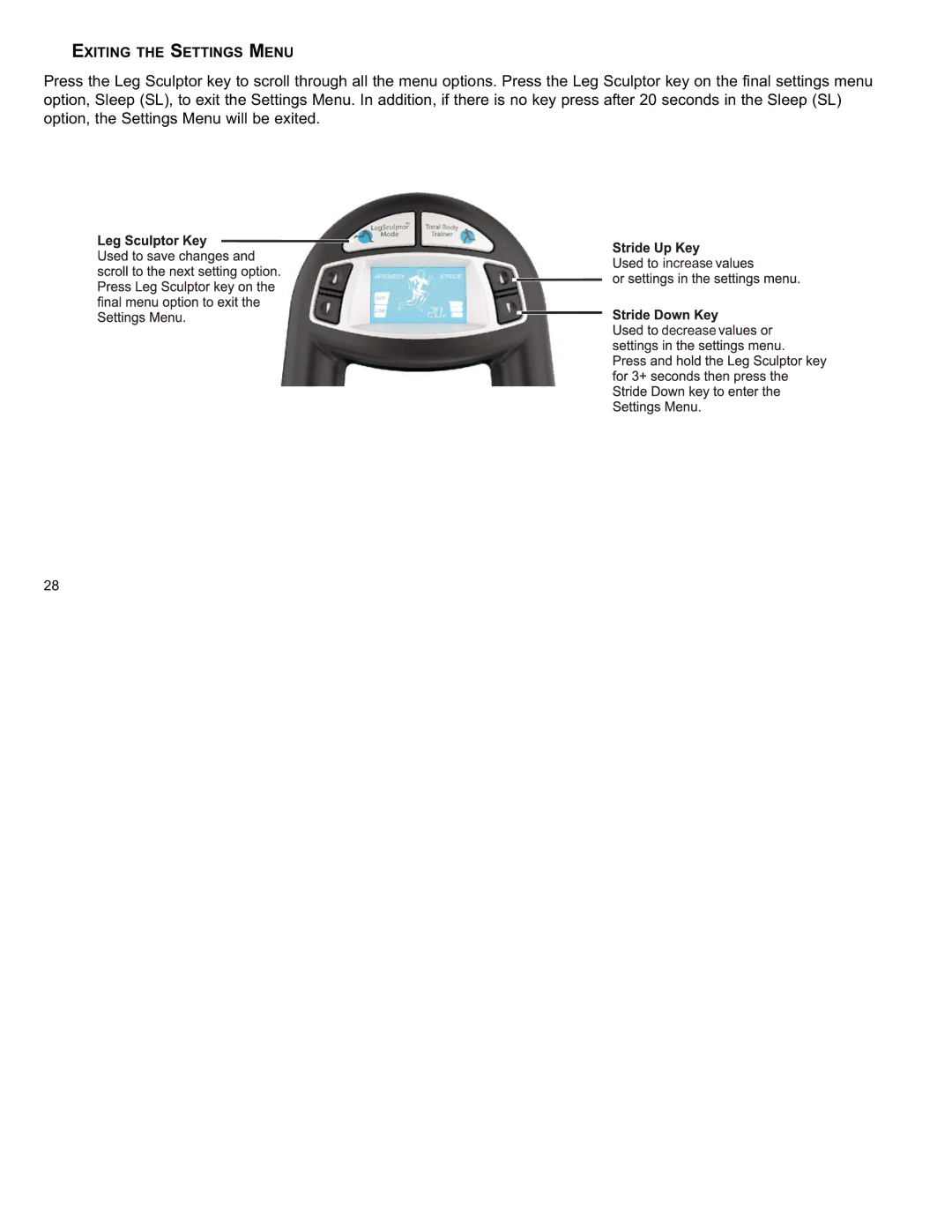 Life Fitness X8 manual Exiting the Settings Menu 