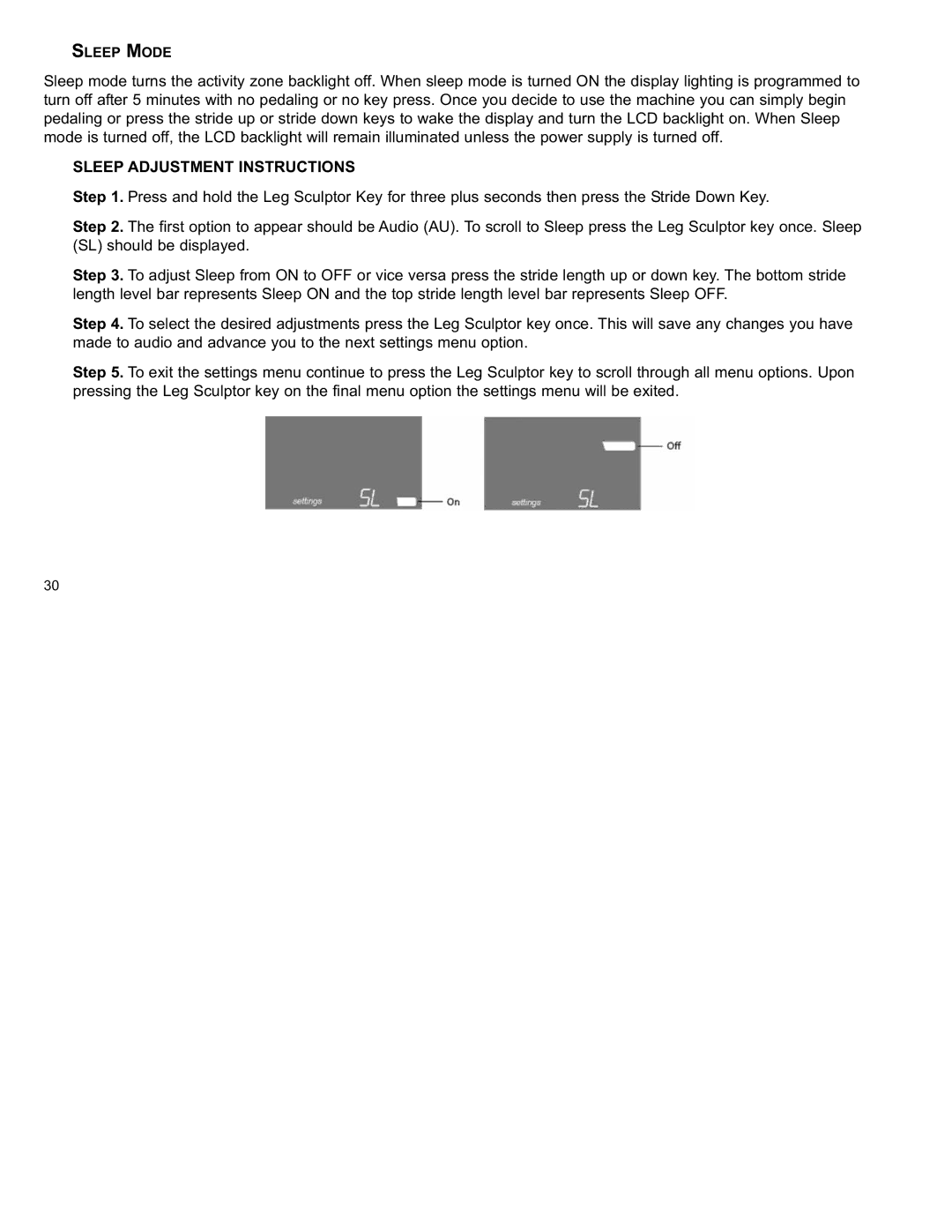 Life Fitness X8 manual Sleep Adjustment Instructions 