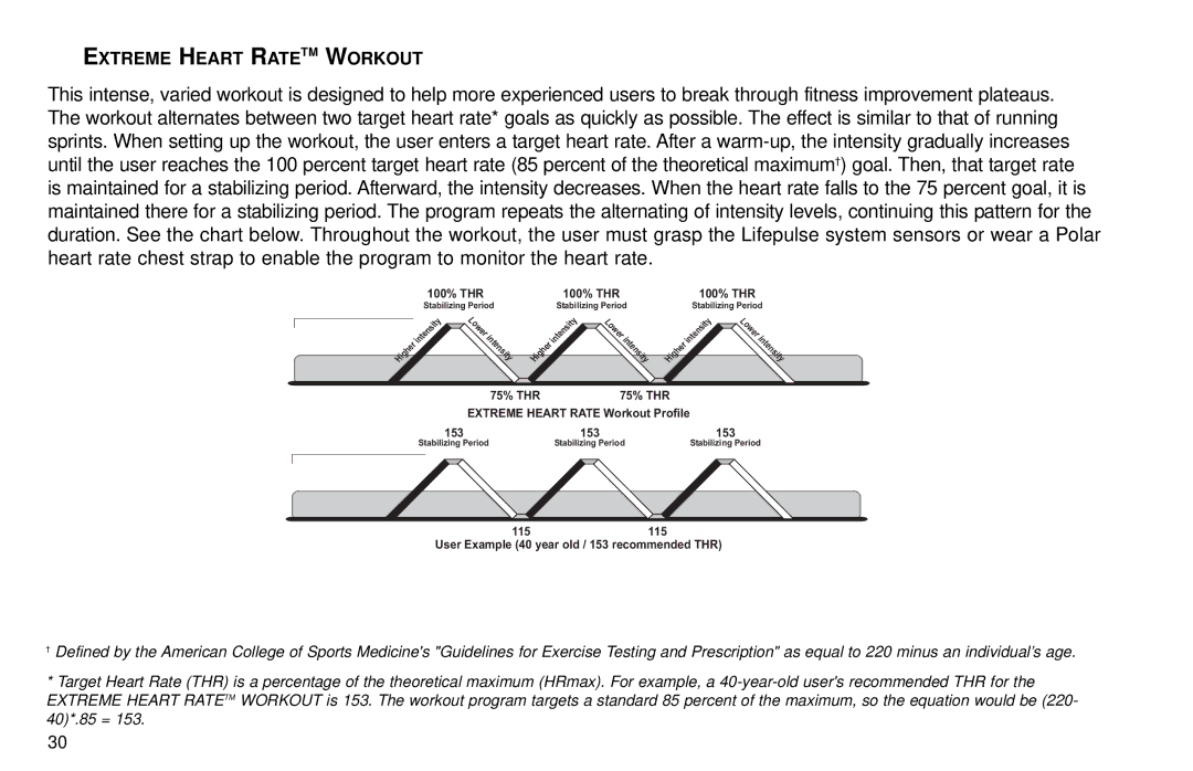 Life Fitness X9 user manual Extreme Heart Ratetm Workout 