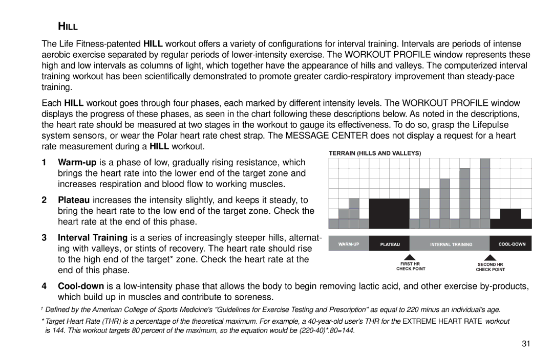 Life Fitness X9 user manual Hill 