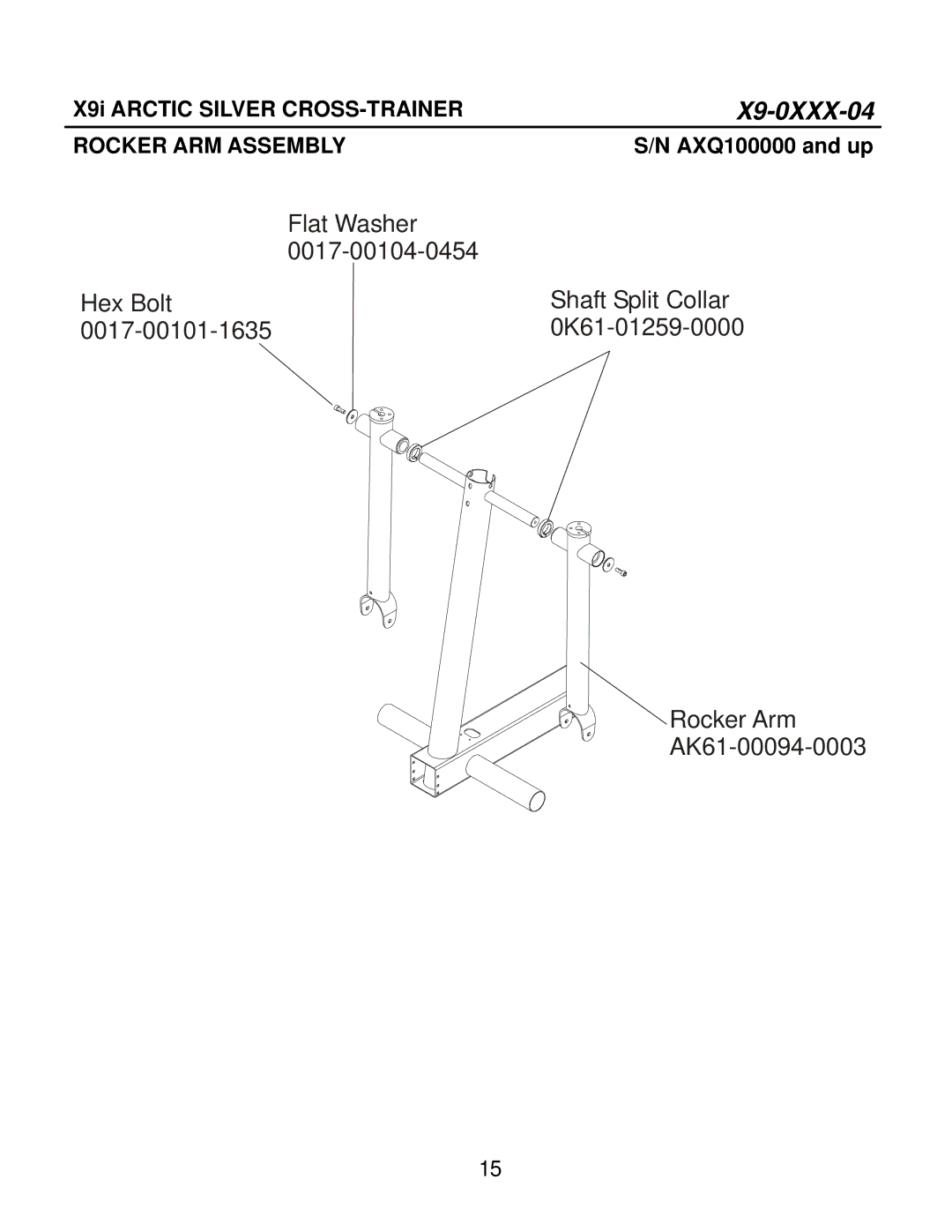 Life Fitness X9i manual Rocker ARM Assembly 