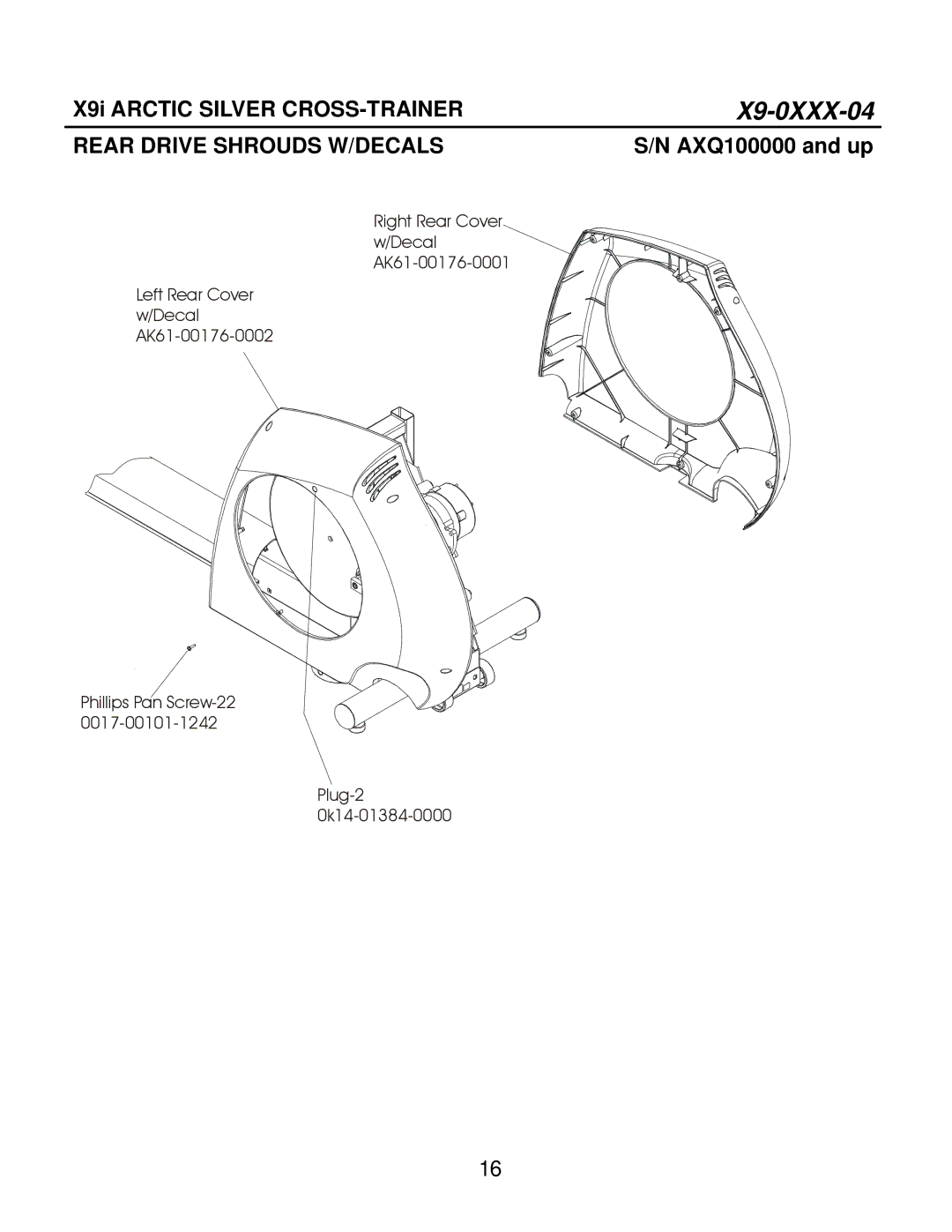 Life Fitness X9i manual Rear Drive Shrouds W/DECALS 