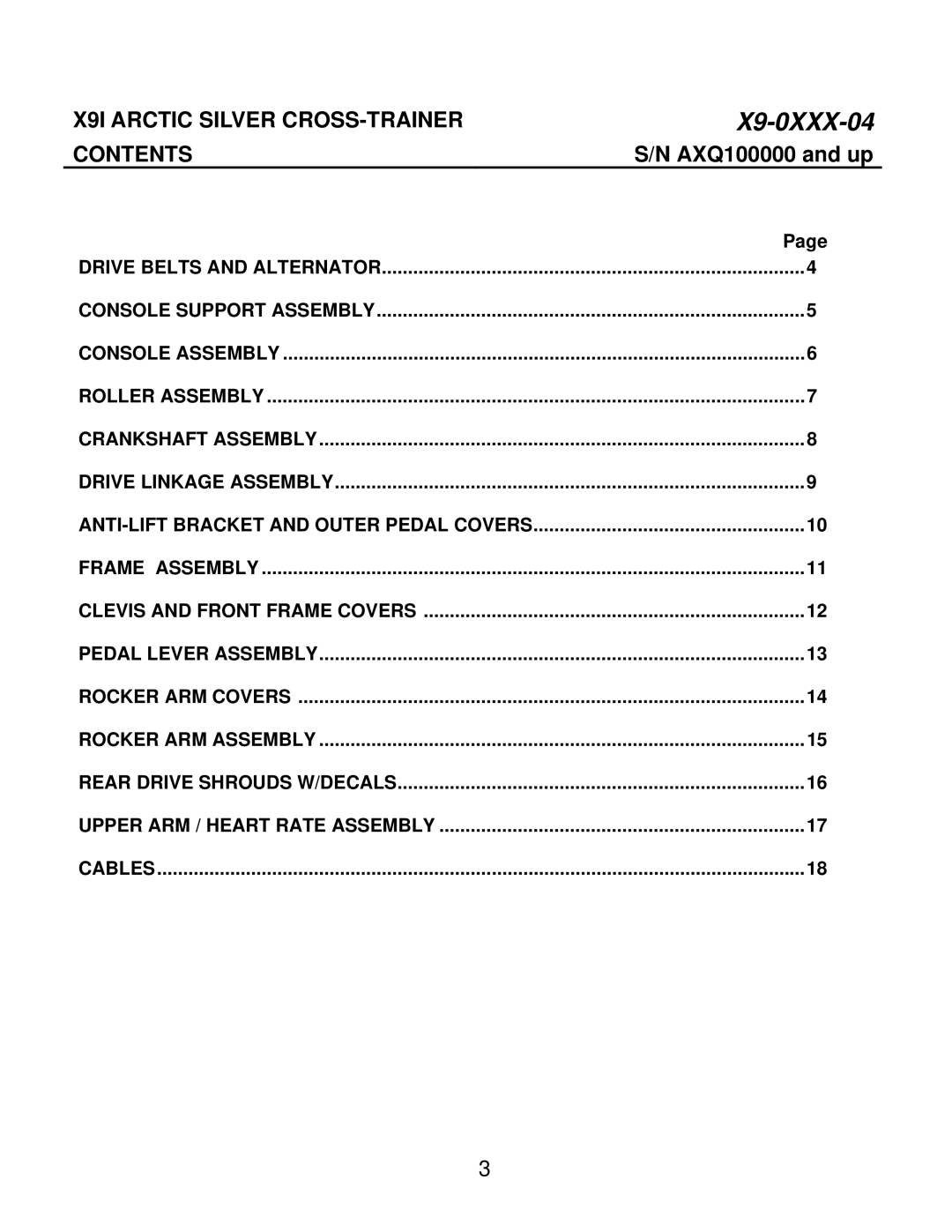 Life Fitness X9i manual Contents 