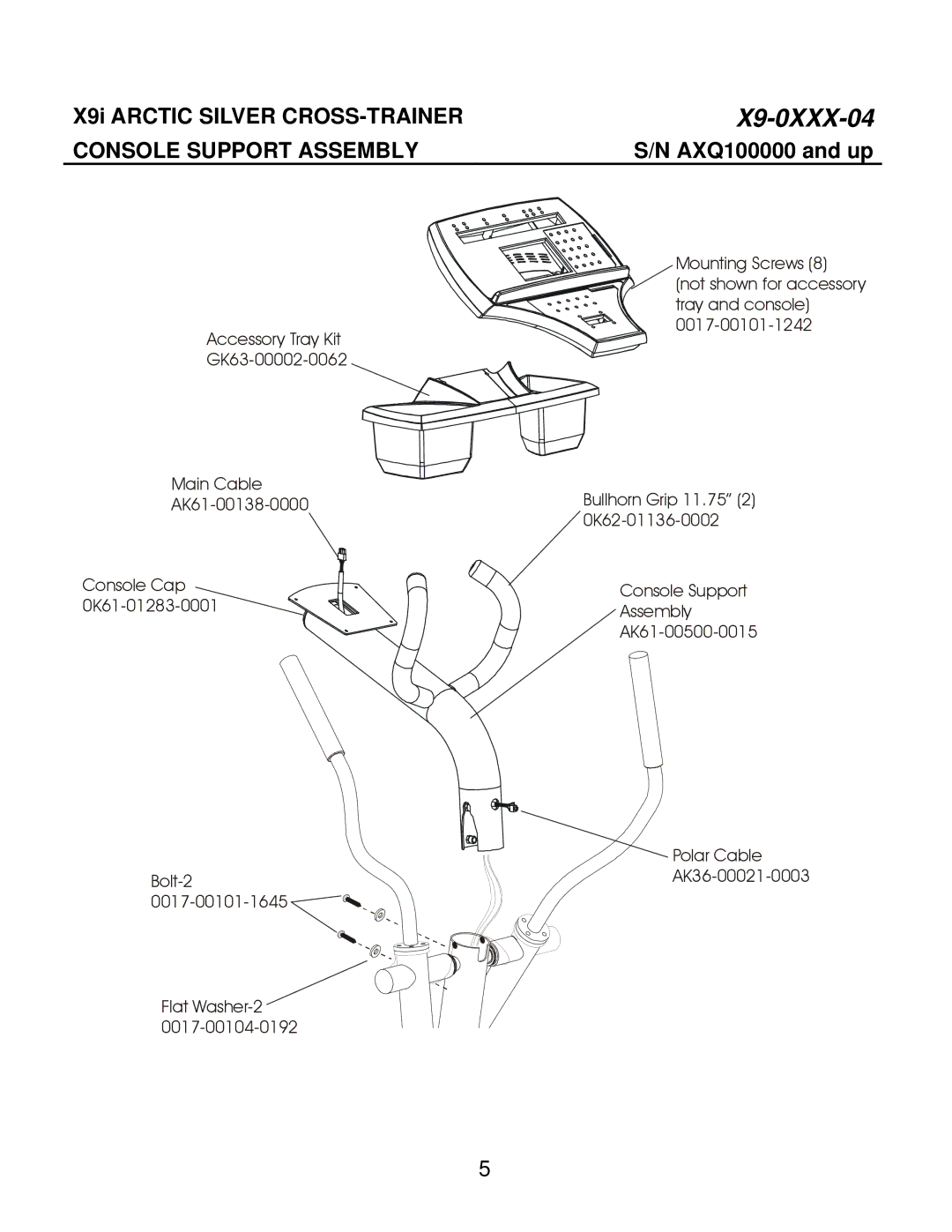 Life Fitness X9i manual Console Support Assembly 