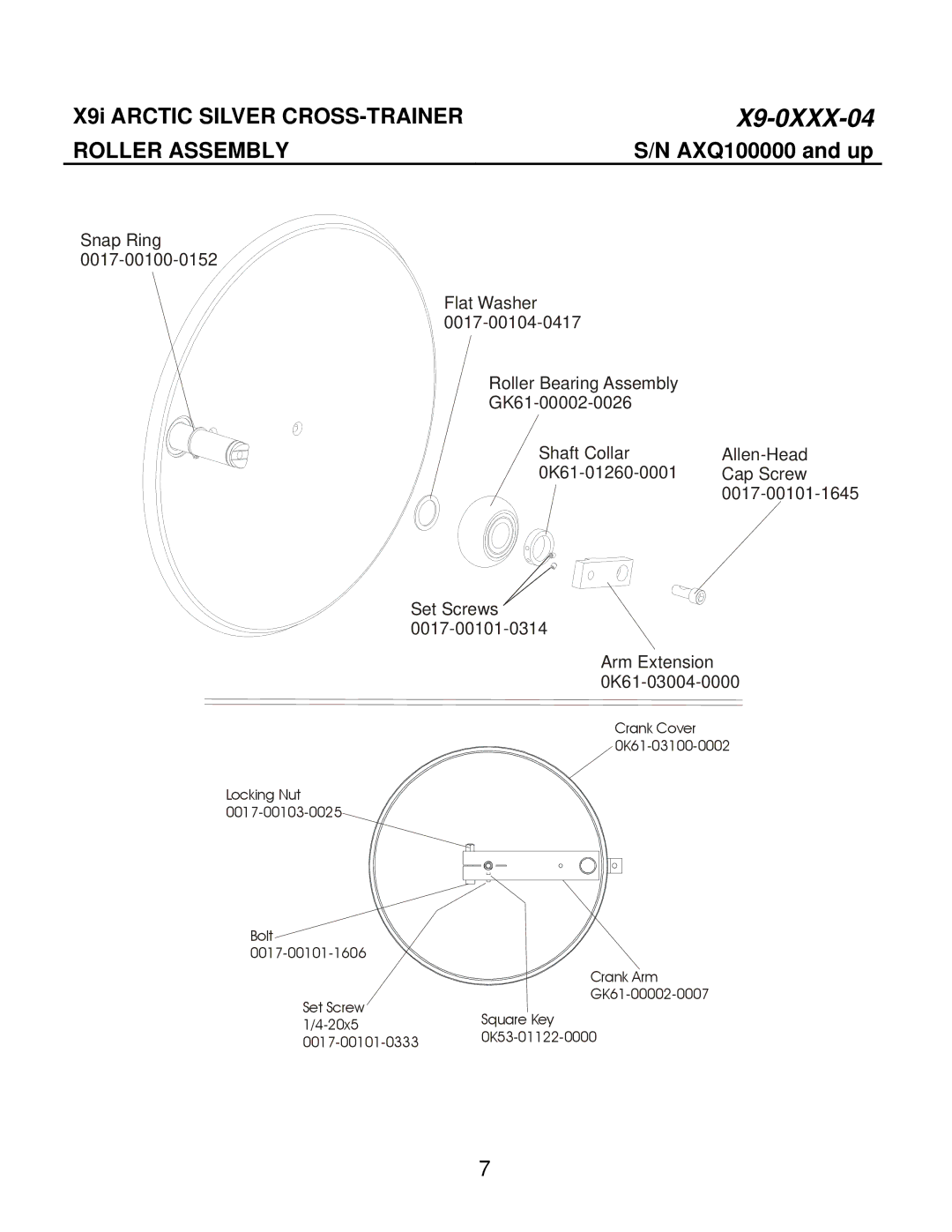 Life Fitness X9i manual Roller Assembly 