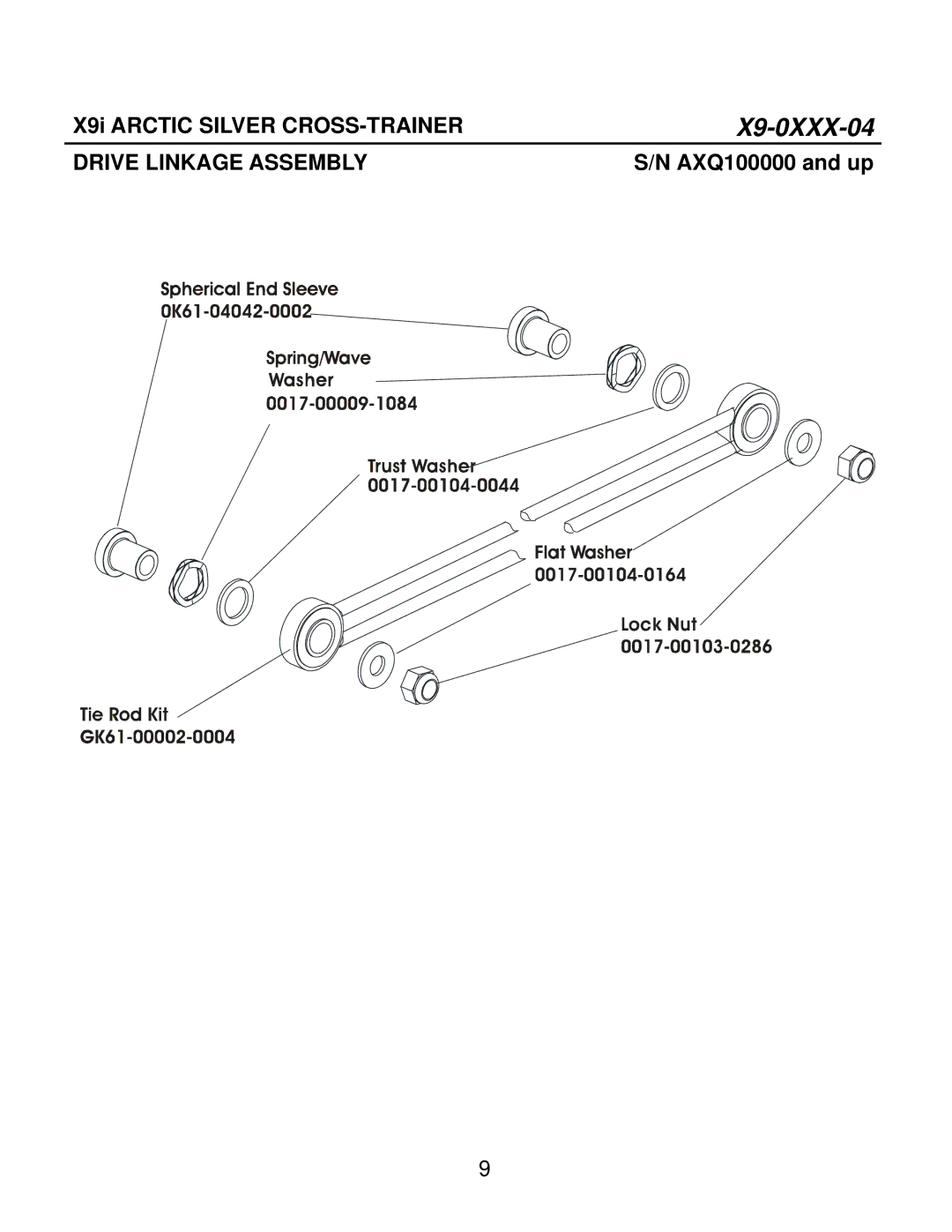 Life Fitness X9i manual Drive Linkage Assembly 