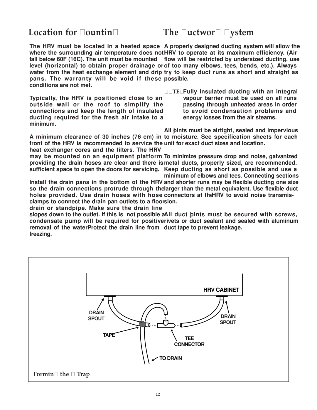 Lifebreath 1000RHCAC, 1200DDPOOL, 700DDPOOL installation manual Location for Mounting, Ductwork System 