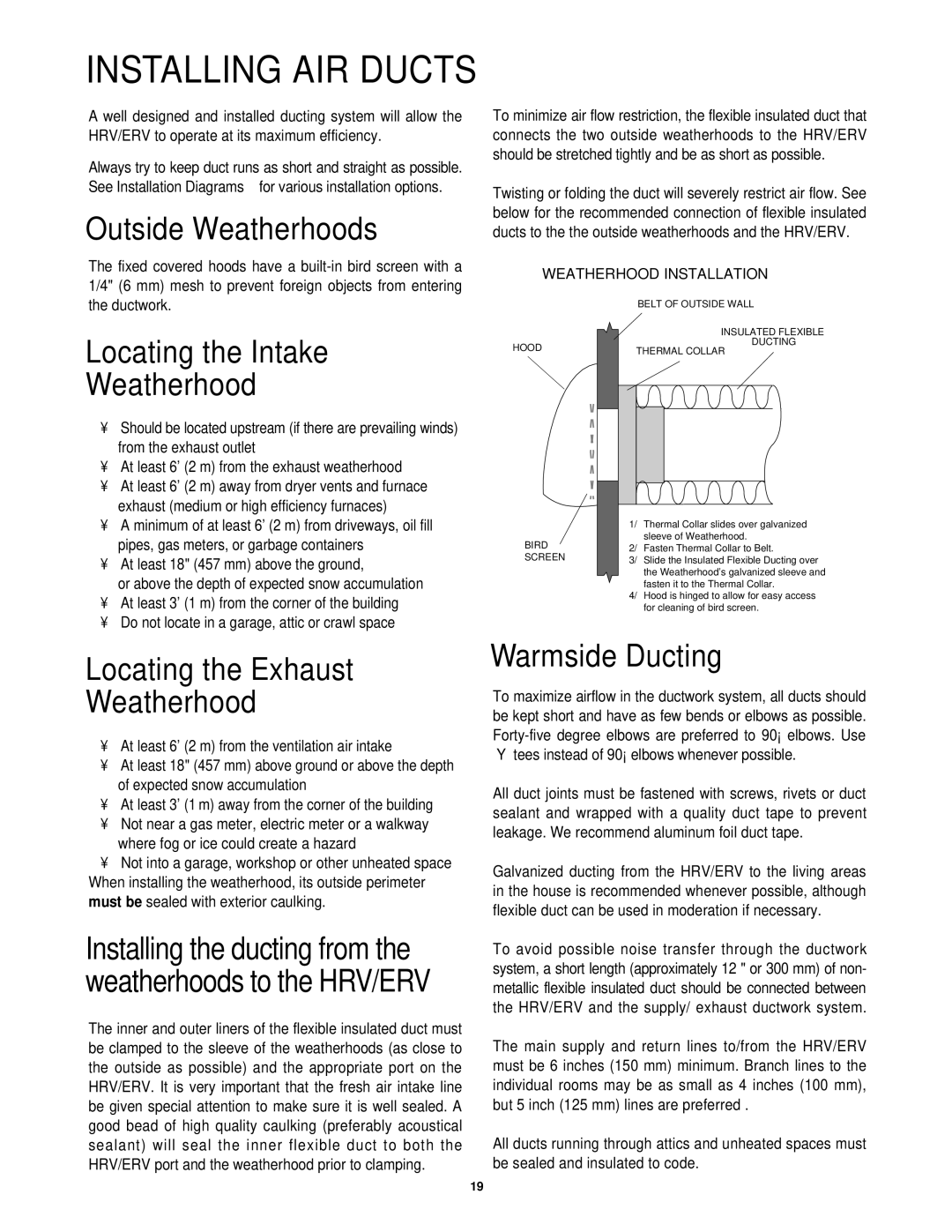 Lifebreath MAXTOP, 200MAX, 95MAX, 155MAX, 300DCS, 195DCS, 200ERVD installation manual Installing AIR Ducts 