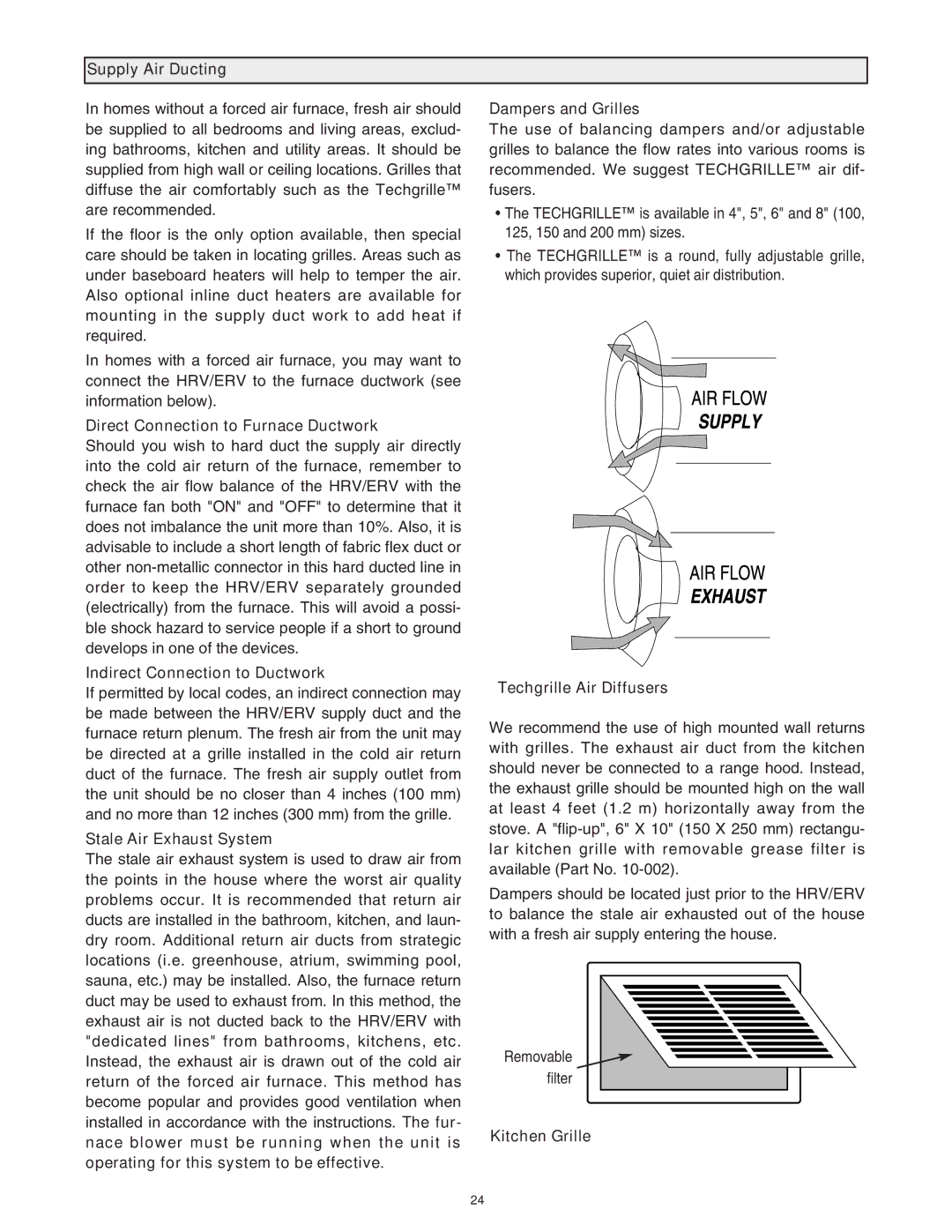 Lifebreath 200MAX RX, 155ECM Supply Air Ducting, Direct Connection to Furnace Ductwork, Indirect Connection to Ductwork 