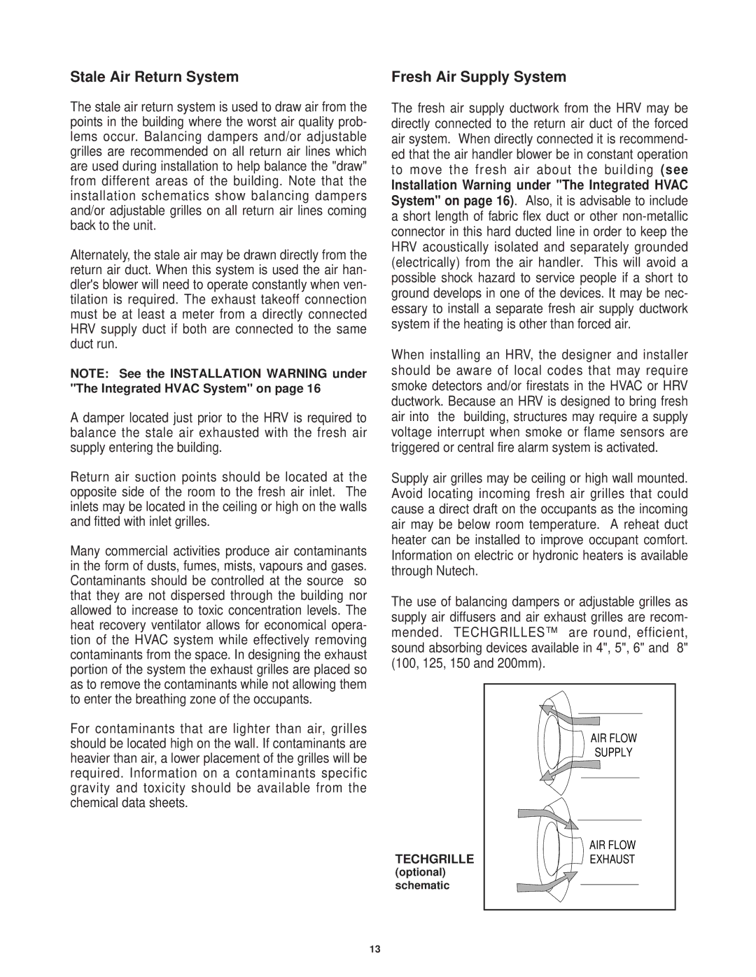 Lifebreath 2500EFD, 2500IFD specifications Stale Air Return System 